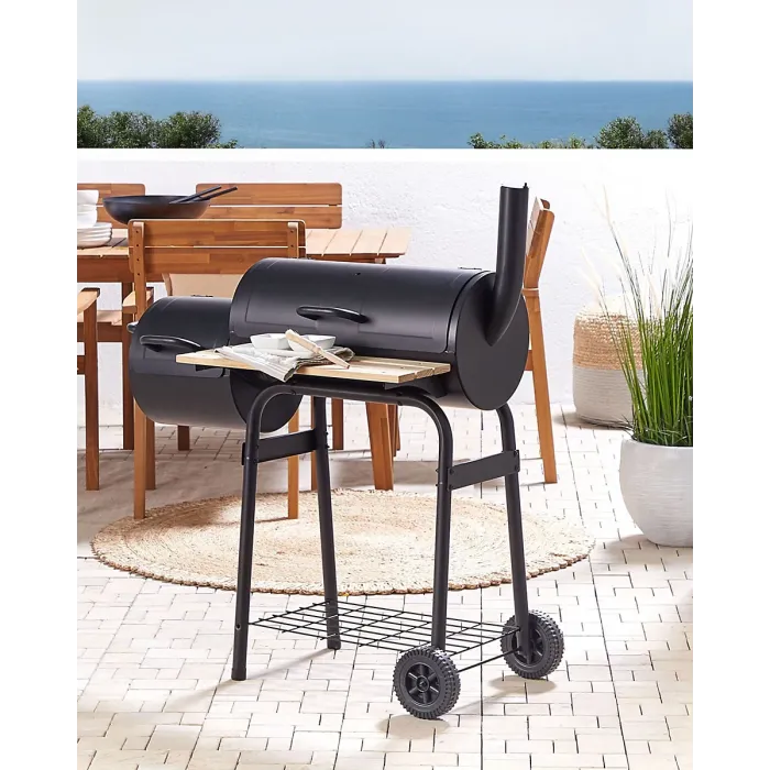 Charcoal BBQ Grill SATAH with Smoker Metal Black