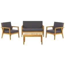 Garden Lounge Set with Table 4 Seater PALLANO Acacia Wood Dark Grey