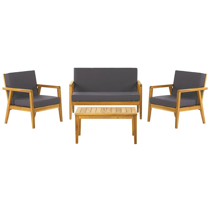 Garden Lounge Set with Table 4 Seater PALLANO Acacia Wood Dark Grey