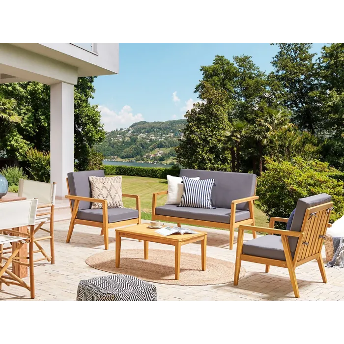 Garden Lounge Set with Table 4 Seater PALLANO Acacia Wood Dark Grey