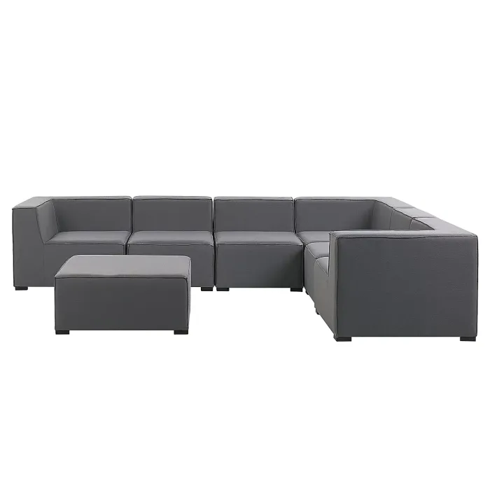 Garden Corner Sofa with Ottoman 7 Seater AREZZO Right Hand Modular Grey