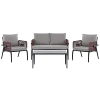 Garden Lounge Set with Table 4 Seater SCIACCA Metal Grey