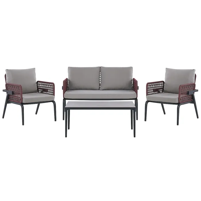 Garden Lounge Set with Table 4 Seater SCIACCA Metal Grey