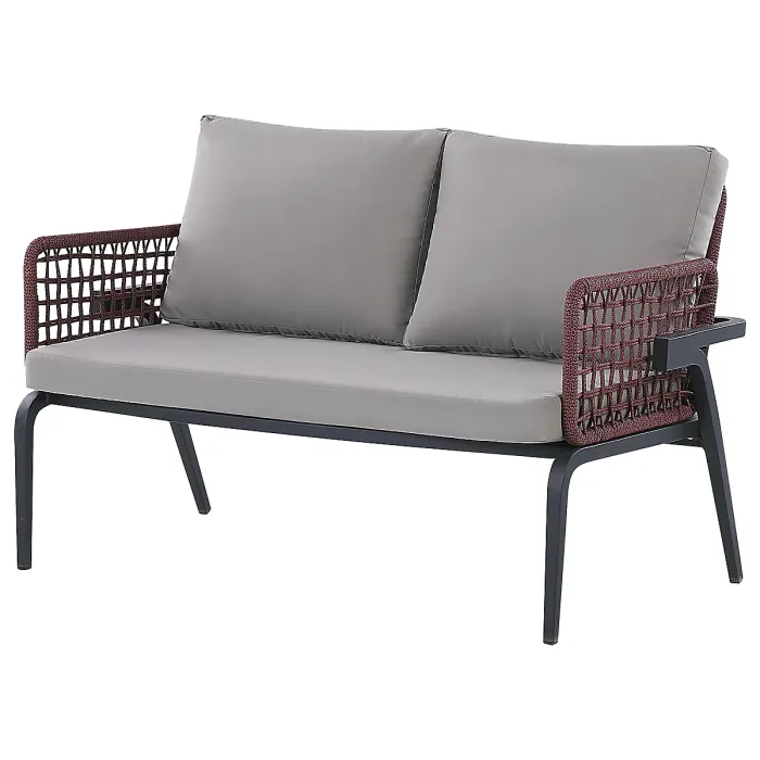 Garden Lounge Set with Table 4 Seater SCIACCA Metal Grey
