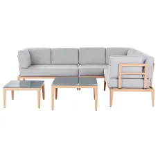 Garden Corner Sofa with Table 6 Seater RIMA III Left Hand Modular Metal Grey