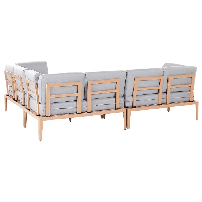 Garden Corner Sofa with Table 6 Seater RIMA III Left Hand Modular Metal Grey