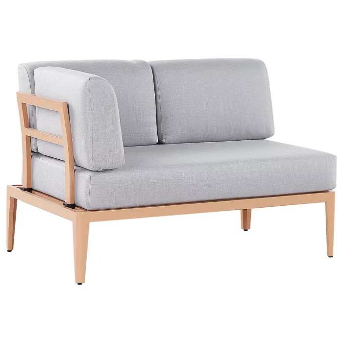 Garden Corner Sofa with Table 6 Seater RIMA III Left Hand Modular Metal Grey