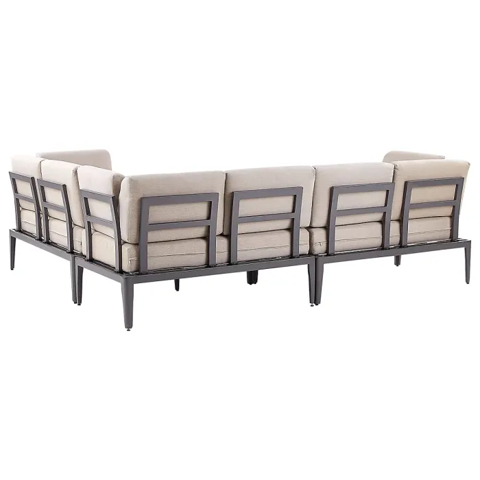 Garden Corner Sofa with Table 6 Seater RIMA III Left Hand Modular Metal Beige