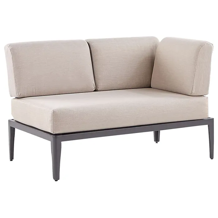 Garden Corner Sofa with Table 6 Seater RIMA III Left Hand Modular Metal Beige