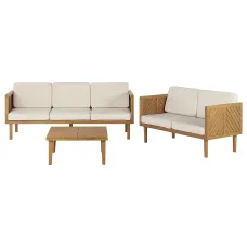 Garden Lounge Set with Table 5 Seater BARATTI Acacia Wood Brown