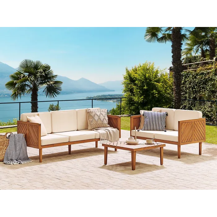 Garden Lounge Set with Table 5 Seater BARATTI Acacia Wood Brown