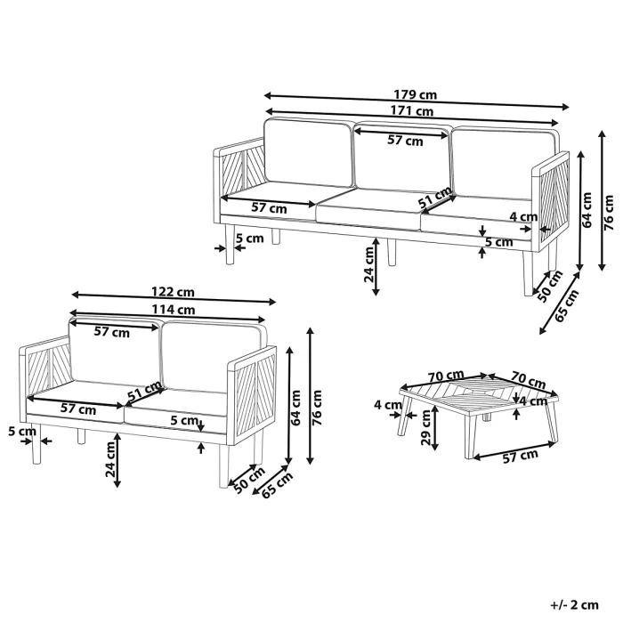 Garden Lounge Set with Table 5 Seater BARATTI Acacia Wood Brown