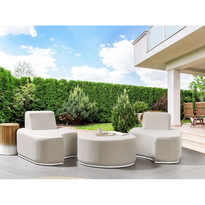Garden Lounge Set with Table 2 Seater FABRO Modular Light Grey