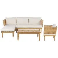 Garden Lounge Set with Table 4 Seater CREMONA Right Hand Acacia Wood Off-White