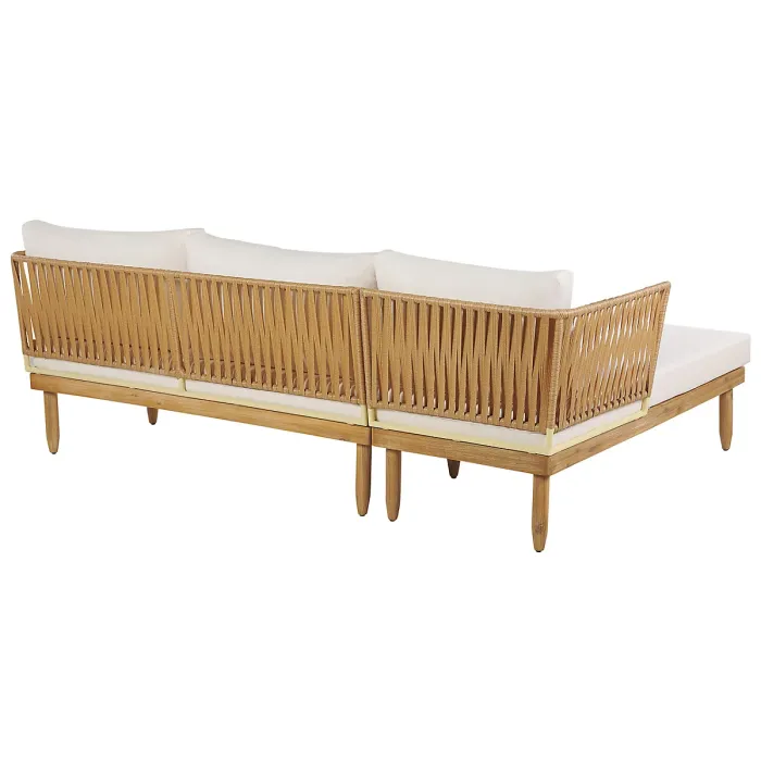 Garden Lounge Set with Table 4 Seater CREMONA Right Hand Acacia Wood Off-White