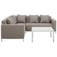 Garden Corner Sofa with Table 5 Seater BELIZE Right Hand Modular Beige
