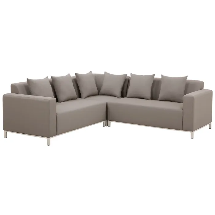 Garden Corner Sofa with Table 5 Seater BELIZE Right Hand Modular Beige