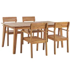 Garden Dining Set 4 Seater FORNELLI Acacia Wood Brown