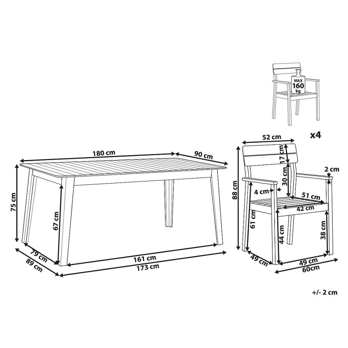 Garden Dining Set 4 Seater FORNELLI Acacia Wood Brown