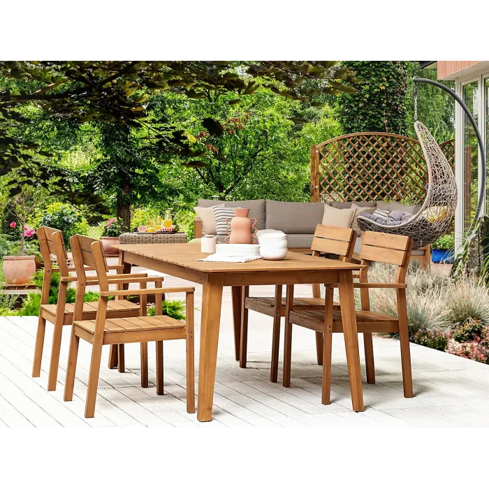 Garden Dining Set 4 Seater FORNELLI Acacia Wood Brown