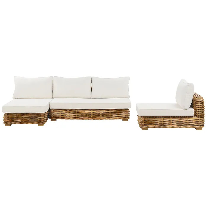 Garden Lounge Set with Table 4 Seater VARALLO Right Hand Modular Rattan Natural