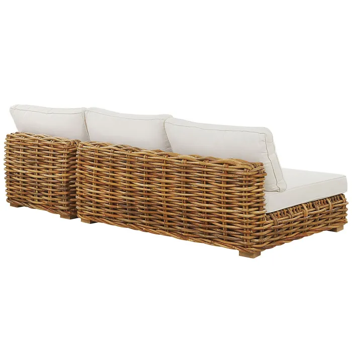 Garden Lounge Set with Table 4 Seater VARALLO Right Hand Modular Rattan Natural