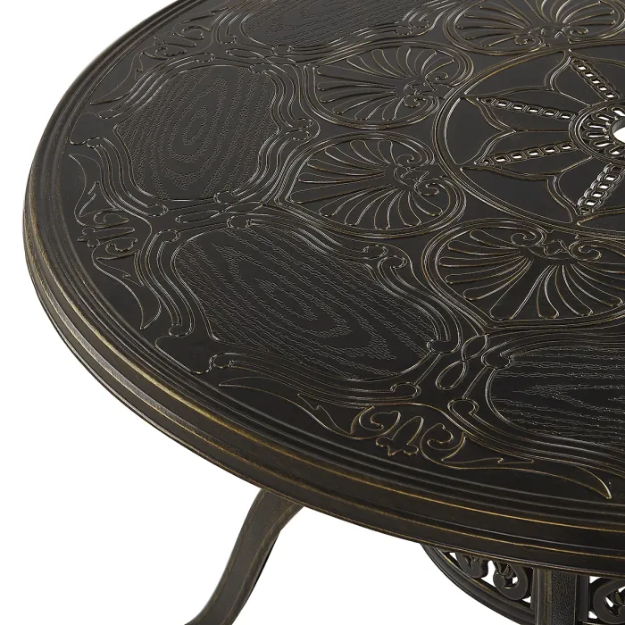 Garden Dining Set 4 Seater SAPRI with Parasol (16 Options) Metal Dark Brown