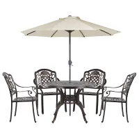 Garden Dining Set 4 Seater SALENTO with Parasol (16 Options) Metal Dark Brown