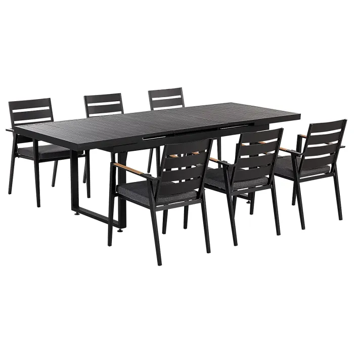 Garden Dining Set 6 Seater VALCANETTO/TAVIANO Metal Black