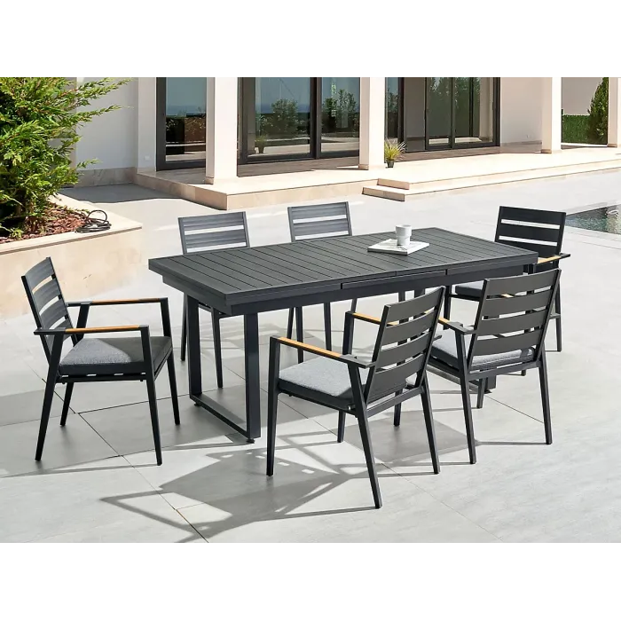 Garden Dining Set 6 Seater VALCANETTO/TAVIANO Metal Black