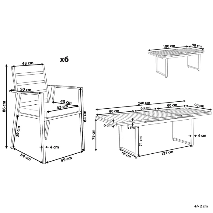 Garden Dining Set 6 Seater VALCANETTO/TAVIANO Metal Black