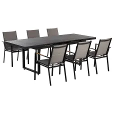 Garden Dining Set 6 Seater VALCANETTO/BUSSETO Metal Black