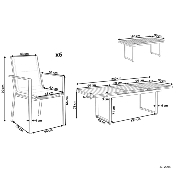 Garden Dining Set 6 Seater VALCANETTO/BUSSETO Metal Black