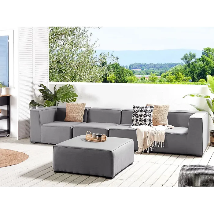 Garden Sofa with Ottoman 4 Seater AREZZO Modular Grey