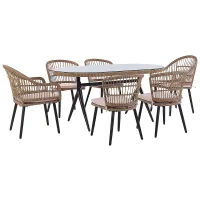 Garden Dining Set 6 Seater ALIANO with Cushions PE Rattan Pastel Pink