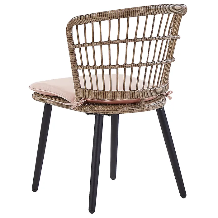 Garden Dining Set 6 Seater ALIANO with Cushions PE Rattan Pastel Pink