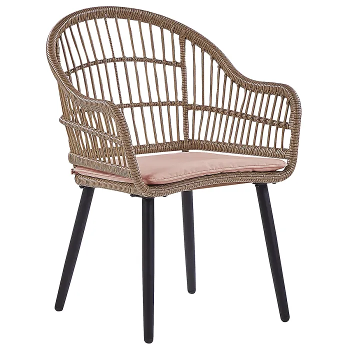 Garden Dining Set 6 Seater ALIANO with Cushions PE Rattan Pastel Pink