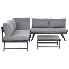 Garden Corner Sofa with Table 5 Seater COCCORINO Metal Grey