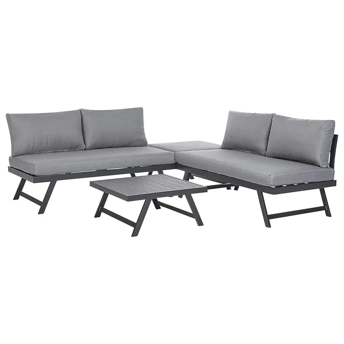 Garden Corner Sofa with Table 5 Seater COCCORINO Metal Grey