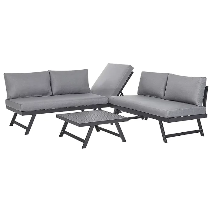 Garden Corner Sofa with Table 5 Seater COCCORINO Metal Grey