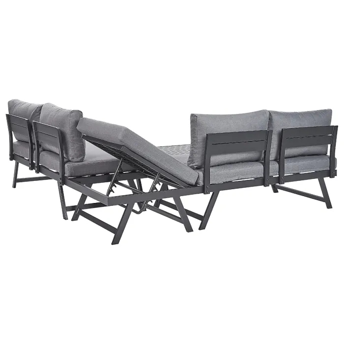 Garden Corner Sofa with Table 5 Seater COCCORINO Metal Grey