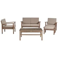 Garden Lounge Set with Table 4 Seater MANILA Certified Acacia Wood Dark Brown