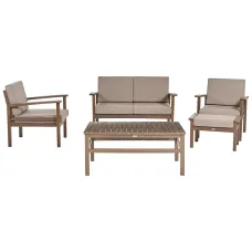 Garden Lounge Set with Table 4 Seater MANILA Certified Acacia Wood Dark Brown