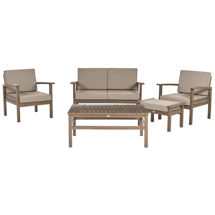 Garden Lounge Set with Table 4 Seater MANILA Certified Acacia Wood Dark Brown