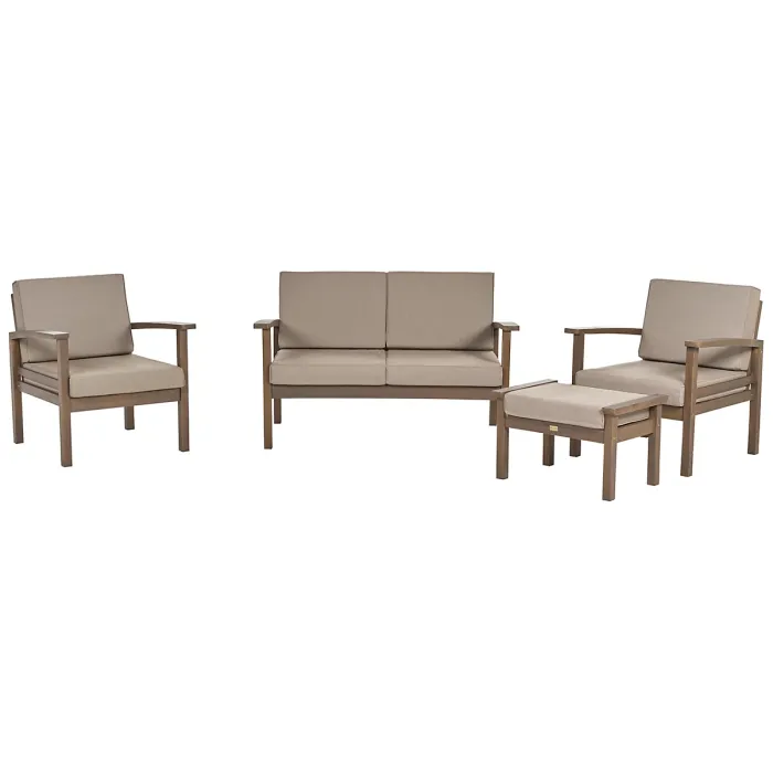 Garden Lounge Set with Table 4 Seater MANILA Certified Acacia Wood Dark Brown