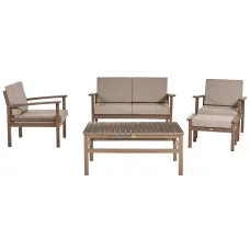 Garden Lounge Set with Table 4 Seater MANILA Acacia Wood Dark Brown