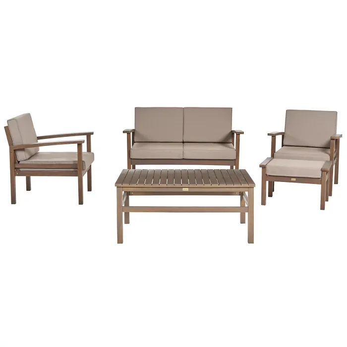Garden Lounge Set with Table 4 Seater MANILA Acacia Wood Dark Brown