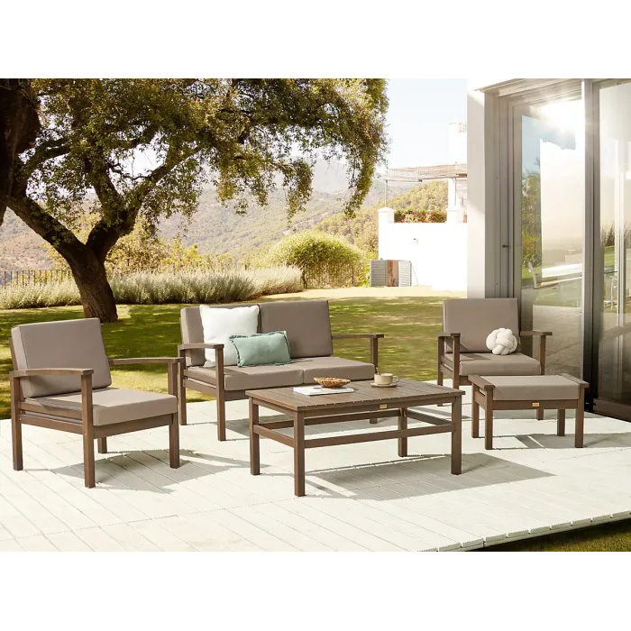 Garden Lounge Set with Table 4 Seater MANILA Acacia Wood Dark Brown