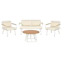 Garden Lounge Set with Table 4 Seater MONTESILVANO Metal Light Beige