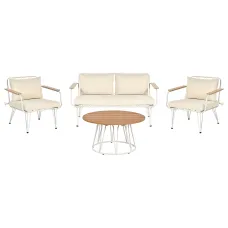 Garden Lounge Set with Table 4 Seater MONTESILVANO Metal Light Beige
